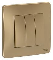 Выключатель с рамкой Systeme Electric Blanca 3-кл. титан картинка